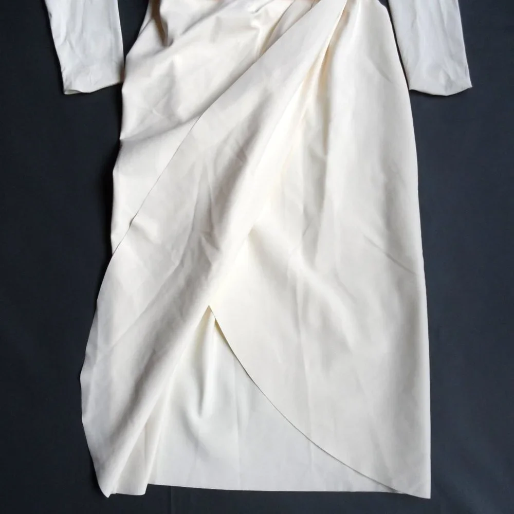 NWT$750 Chiara Boni La Petite Robe Jodene Pleated Wrap Midi Dress 46 10 - Picture 9 of 14